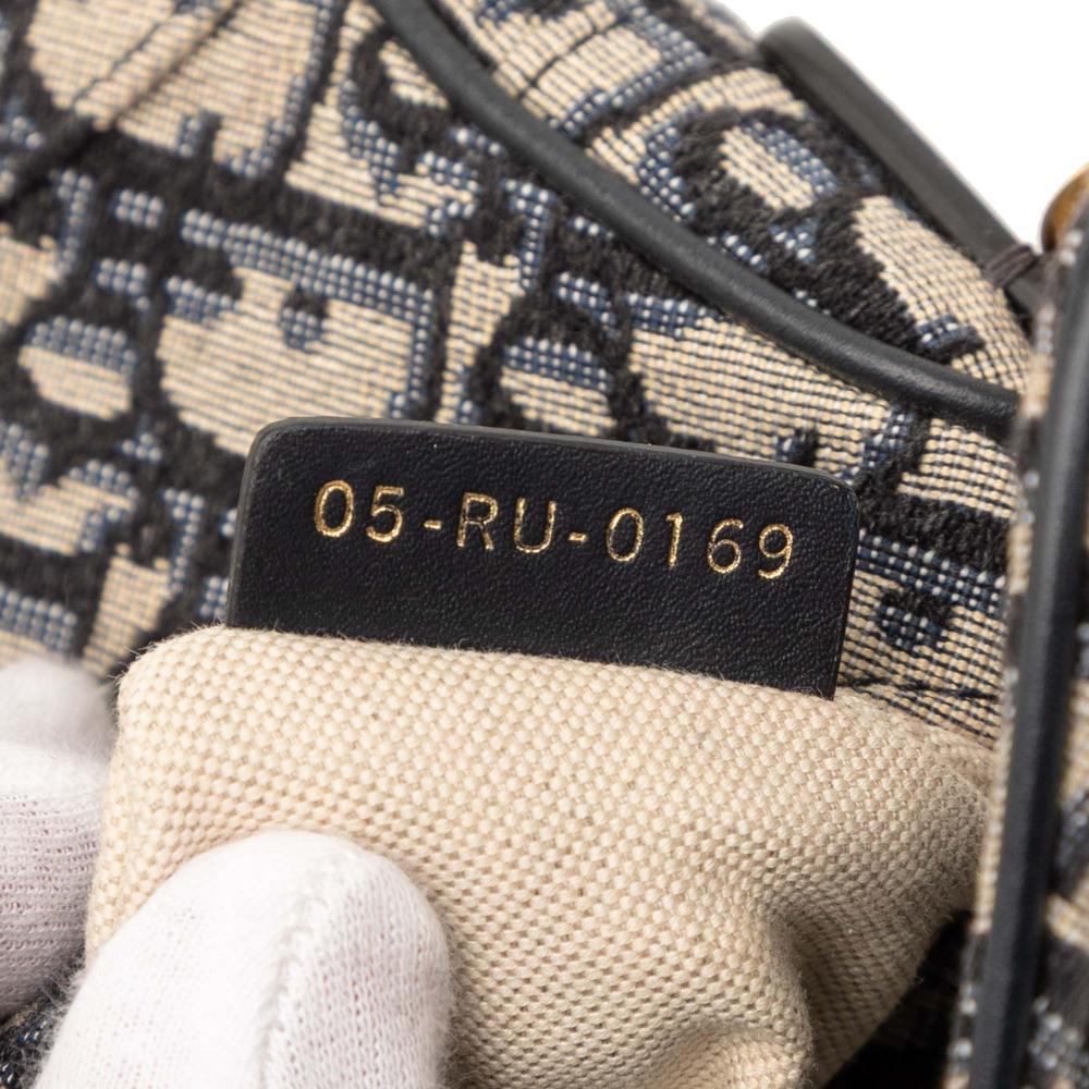 Christian Dior AB Dior Blue Navy Canvas Fabric Mini Oblique Saddle Bag Italy