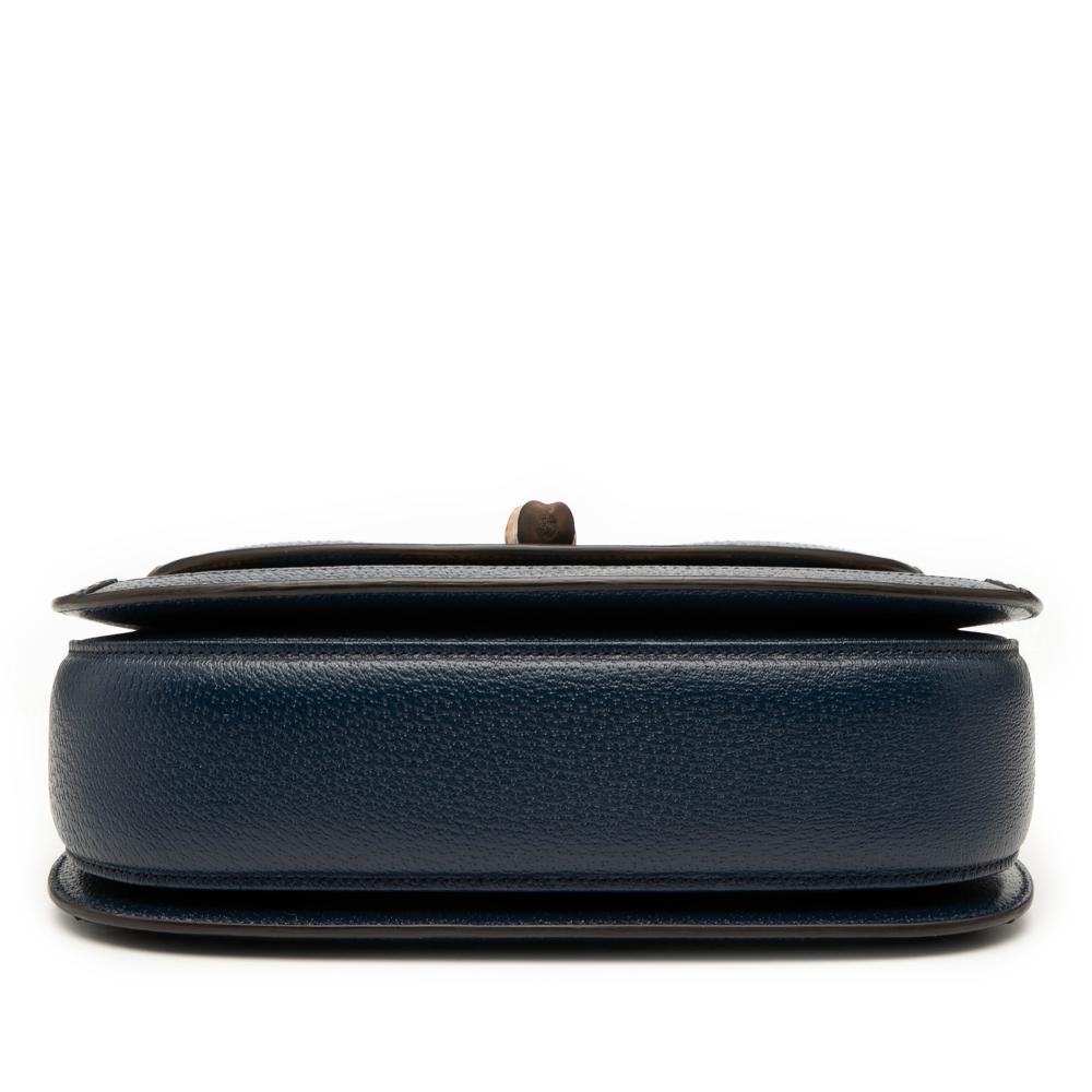 Gucci Blue 100th Anniversary Medium GG Coated Canvas Kaleidoscope 1947 Bamboo Top Handle Bag Italy