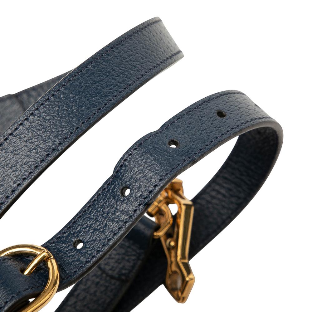 Gucci Blue 100th Anniversary Medium GG Coated Canvas Kaleidoscope 1947 Bamboo Top Handle Bag Italy