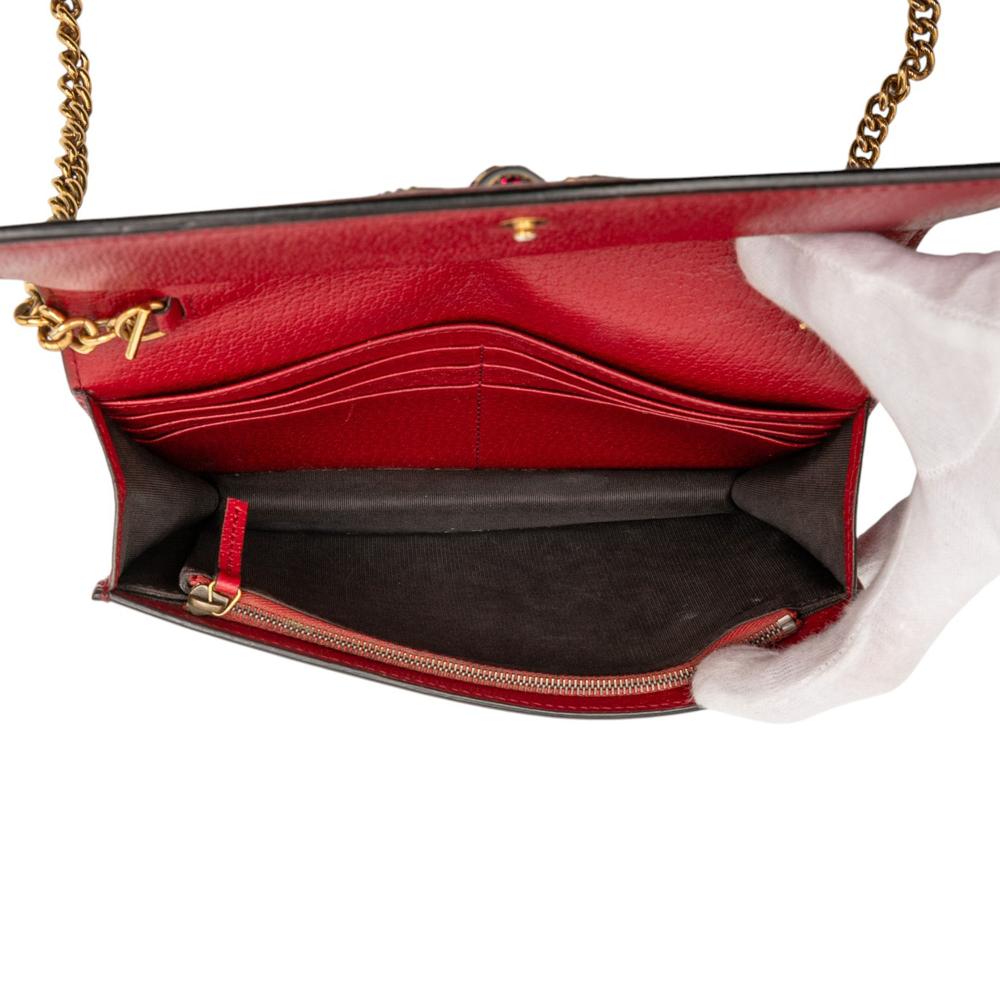 Gucci B Gucci Brown Beige Coated Canvas Fabric GG Supreme Queen Margaret Wallet on Chain Italy