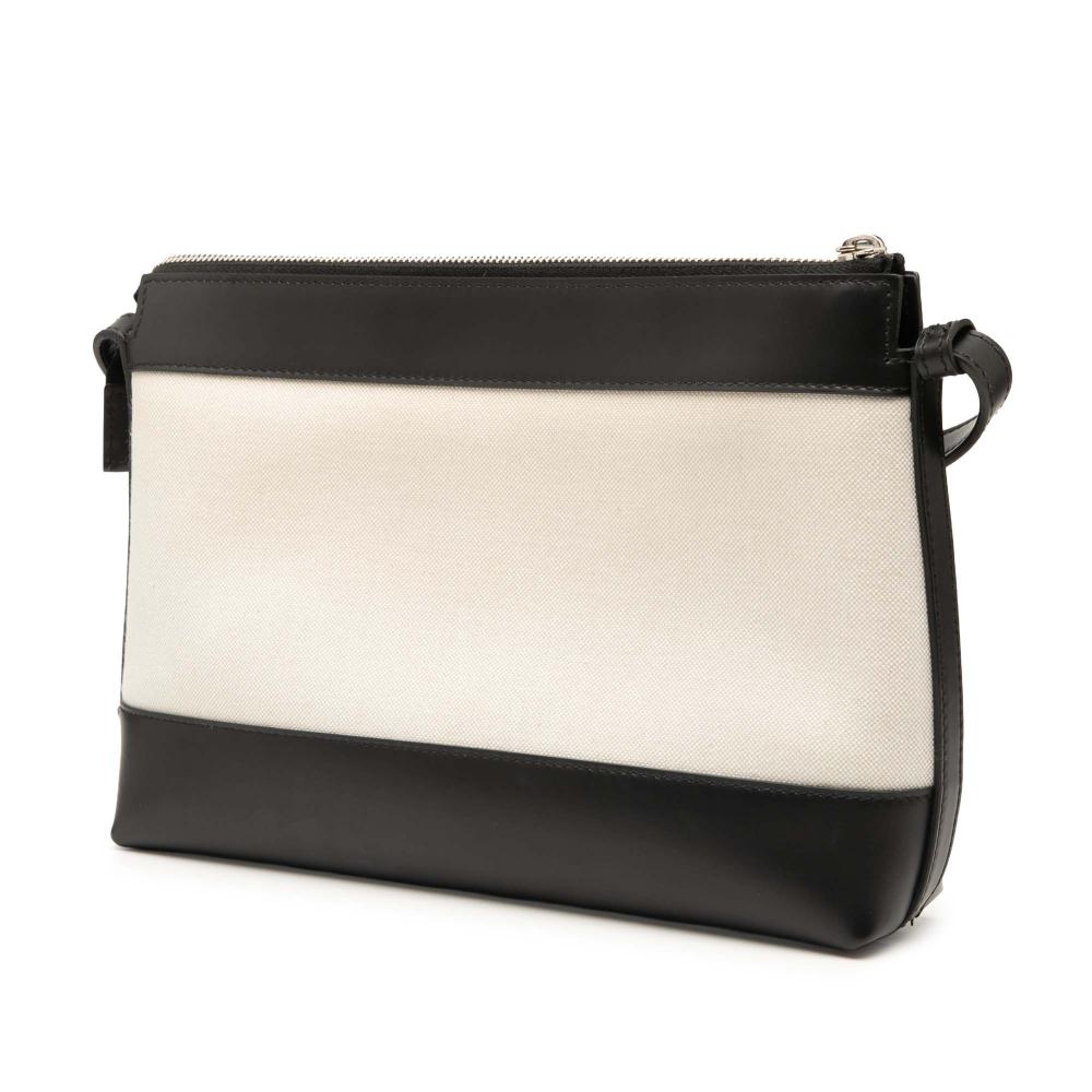 Balenciaga B Balenciaga White Canvas Fabric Navy Crossbody Italy