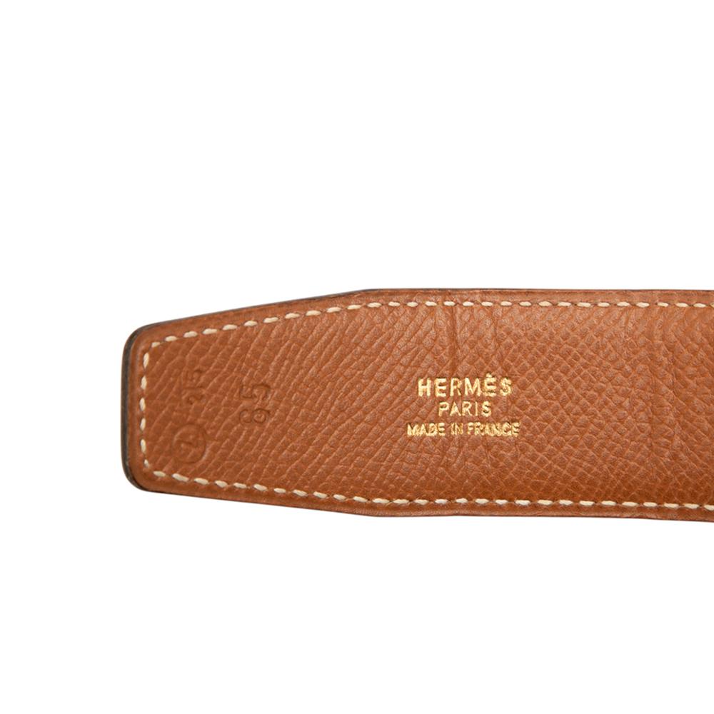 Hermès B Hermès Black Calf Leather Box Horse Buckle Belt France