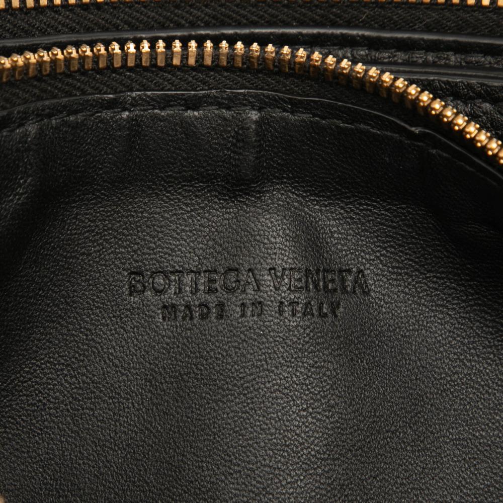 Bottega Veneta AB Bottega Veneta Black Calf Leather Double Zip Chain Crossbody Italy