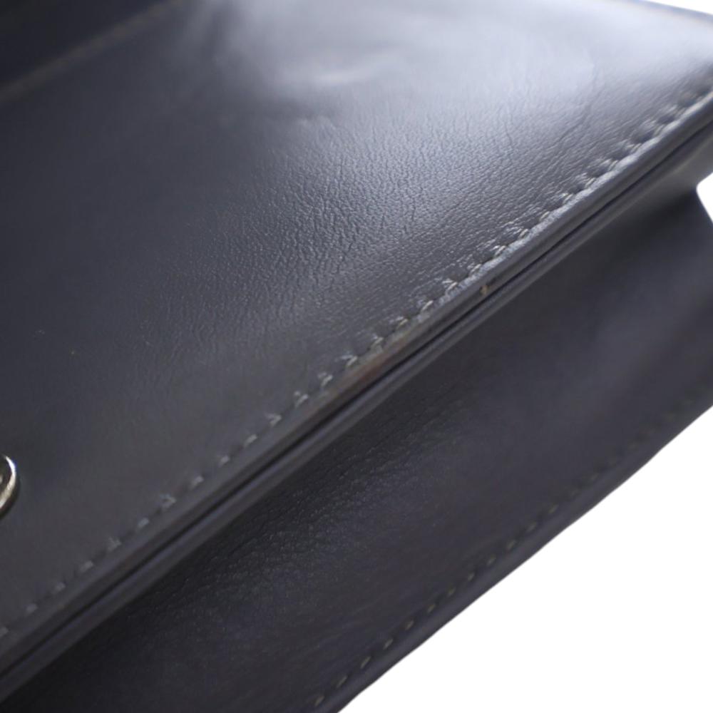 Chanel AB Chanel Blue Navy Patent Leather Leather CC Embossed Patent Camellia Wallet On Chain Italy