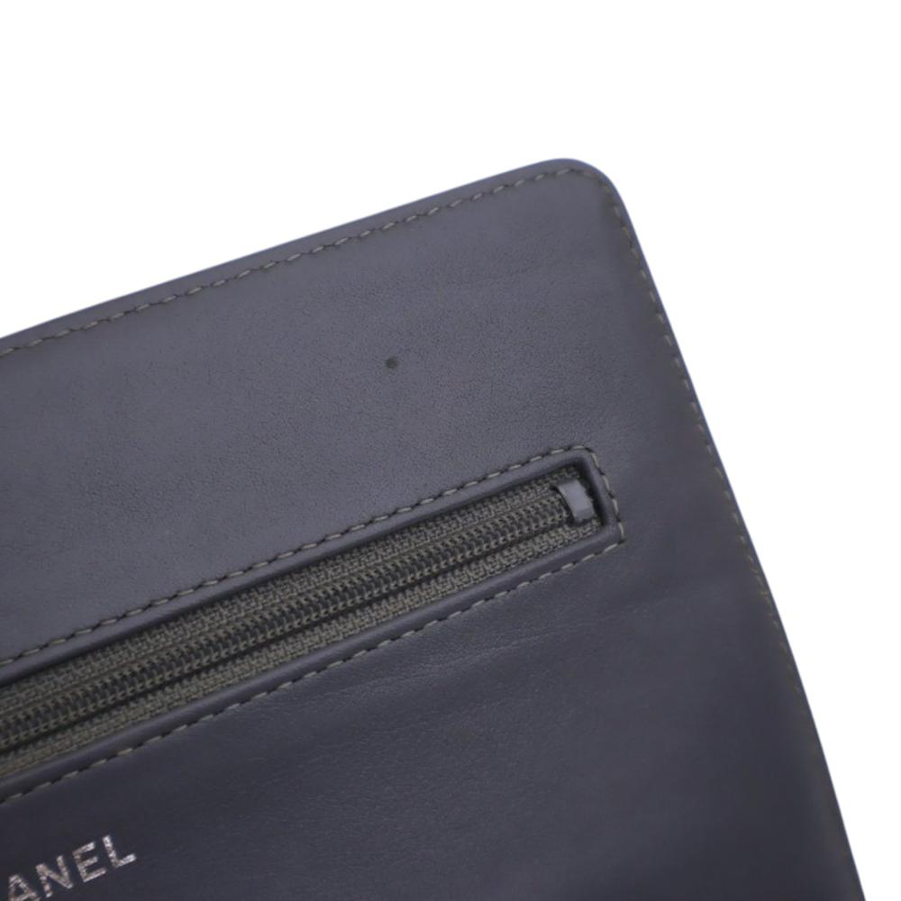 Chanel AB Chanel Blue Navy Patent Leather Leather CC Embossed Patent Camellia Wallet On Chain Italy