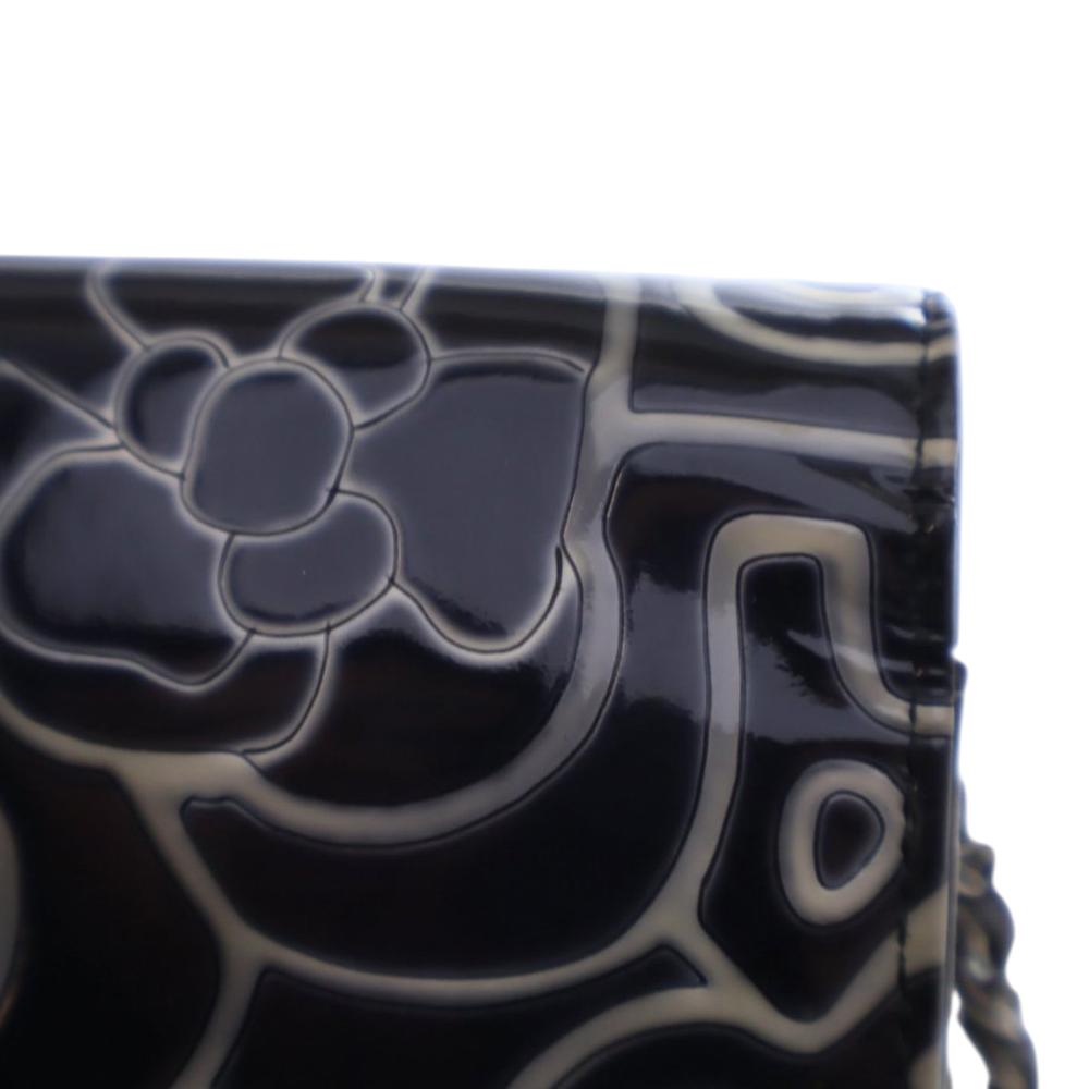 Chanel AB Chanel Blue Navy Patent Leather Leather CC Embossed Patent Camellia Wallet On Chain Italy