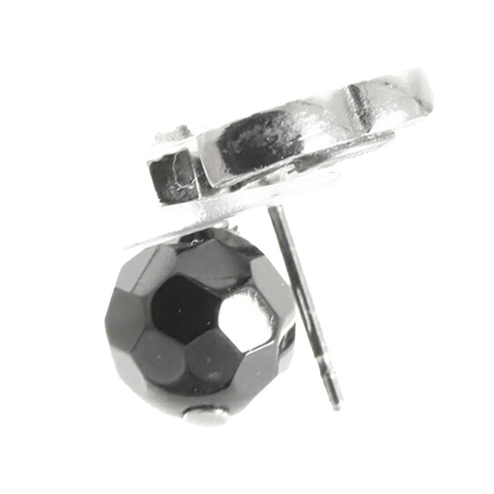 Chanel AB Chanel Silver with Black Silver Plated Metal CC Bead Drop Push Back Earrings France