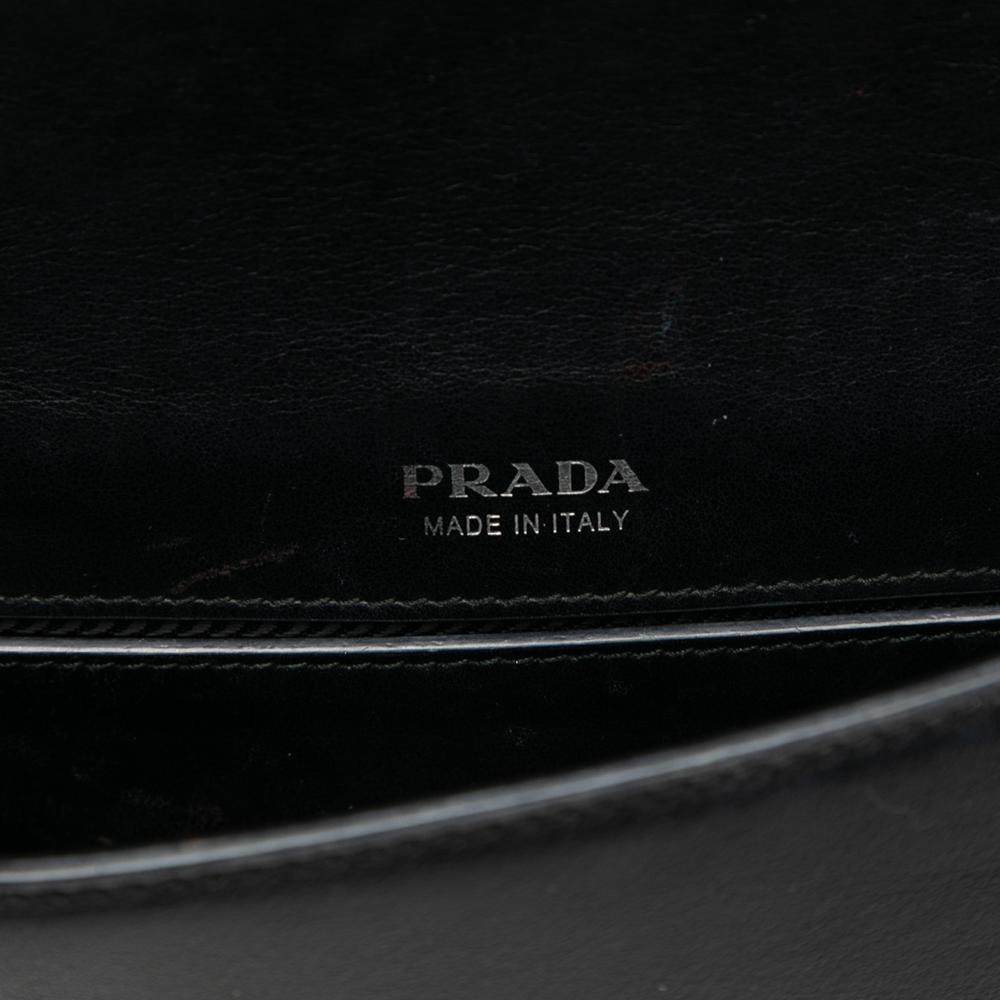 Prada B Prada Black Calf Leather Studded City and Saffiano Cahier Belt Bag Italy