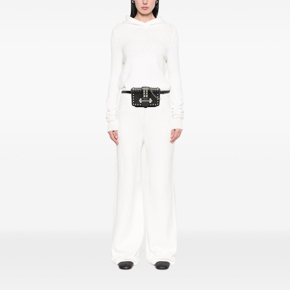 Prada B Prada Black Calf Leather Studded City and Saffiano Cahier Belt Bag Italy