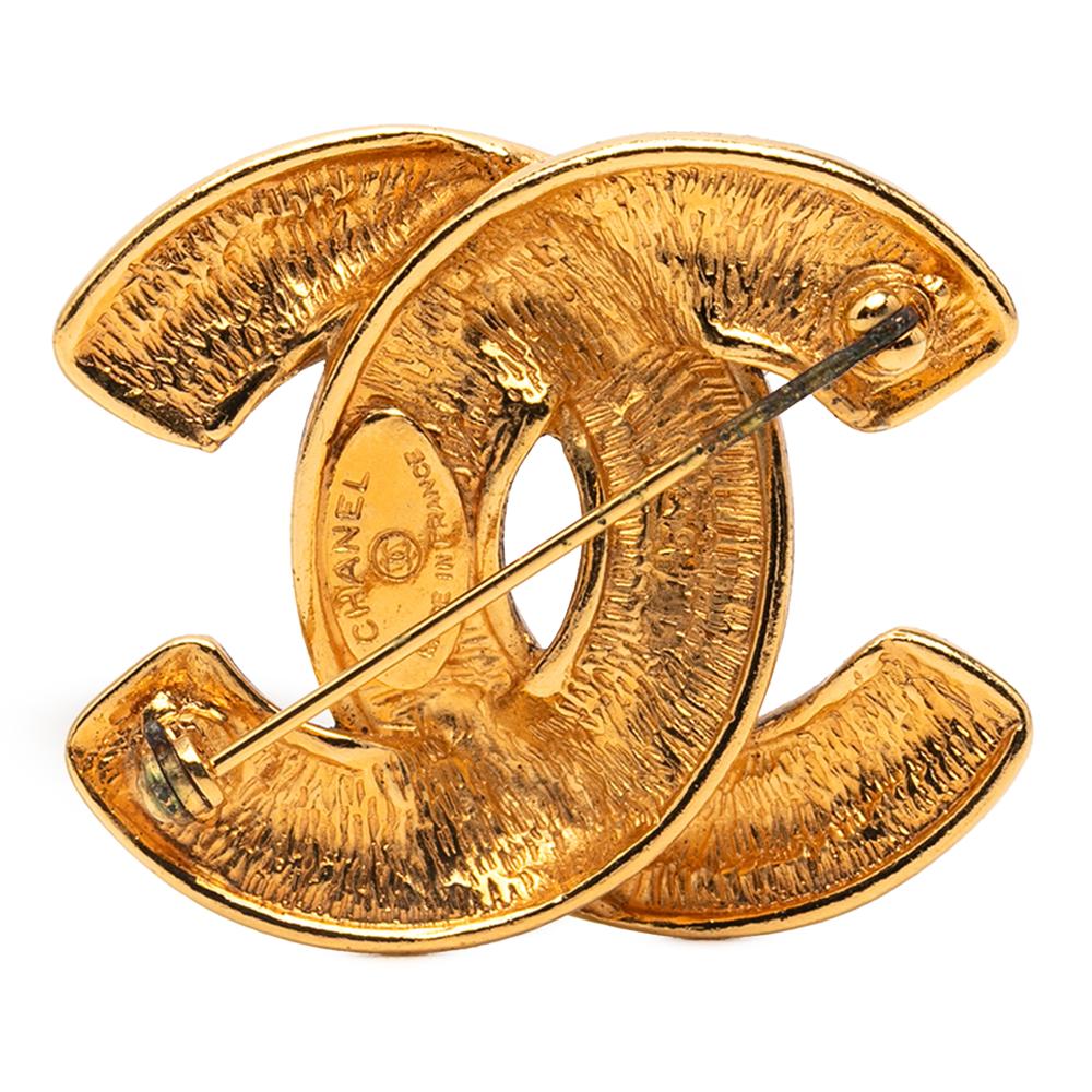 Chanel B Chanel Gold Gold Plated Metal CC Quilted Brooch France