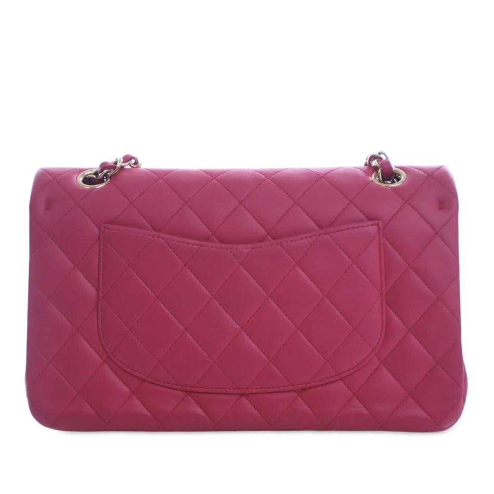 Chanel B Chanel Pink Hot Pink Lambskin Leather Leather Medium Classic Lambskin Double Flap France