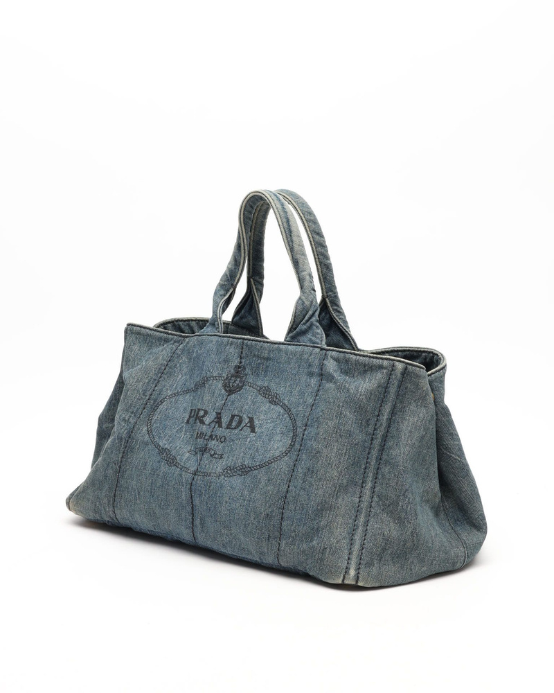 Prada Large Denim Canapa Bag