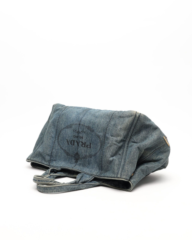 Prada Large Denim Canapa Bag