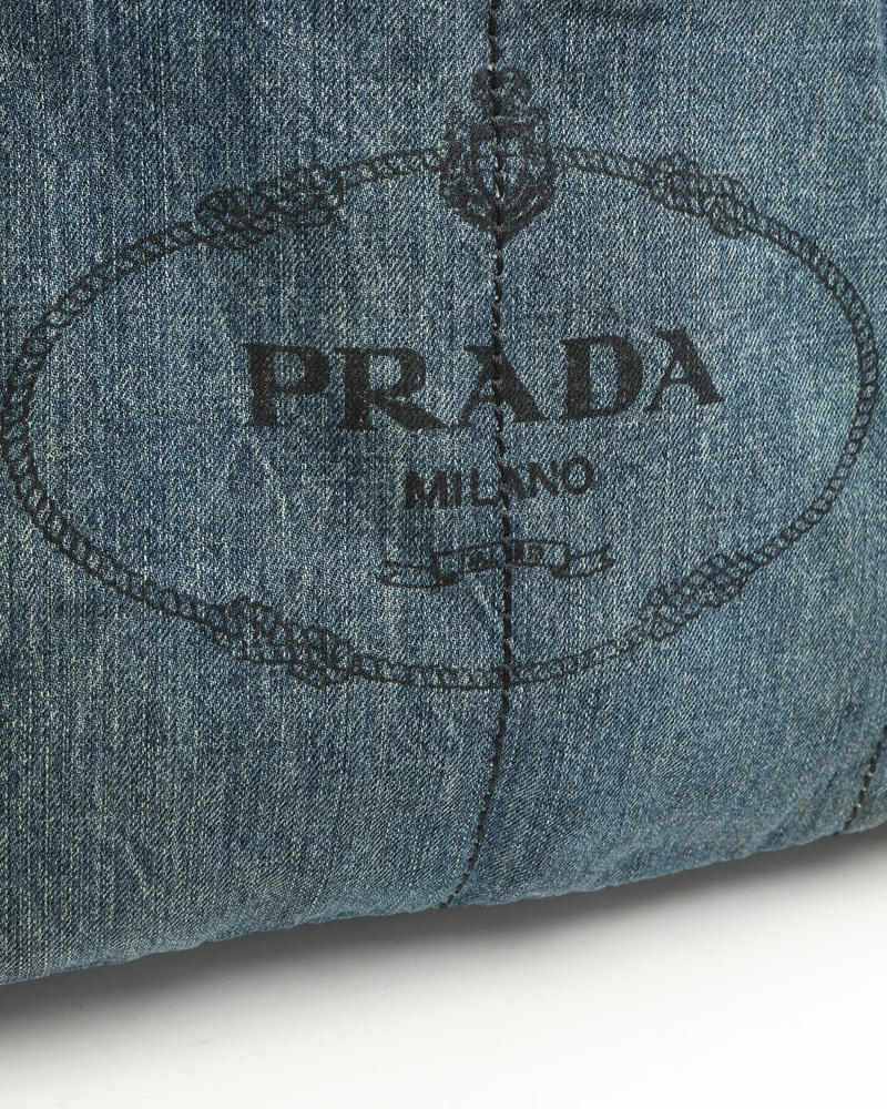 Prada Large Denim Canapa Bag