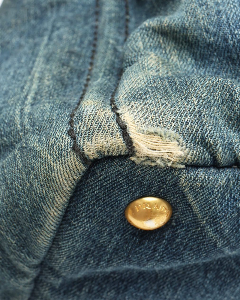 Prada Large Denim Canapa Bag