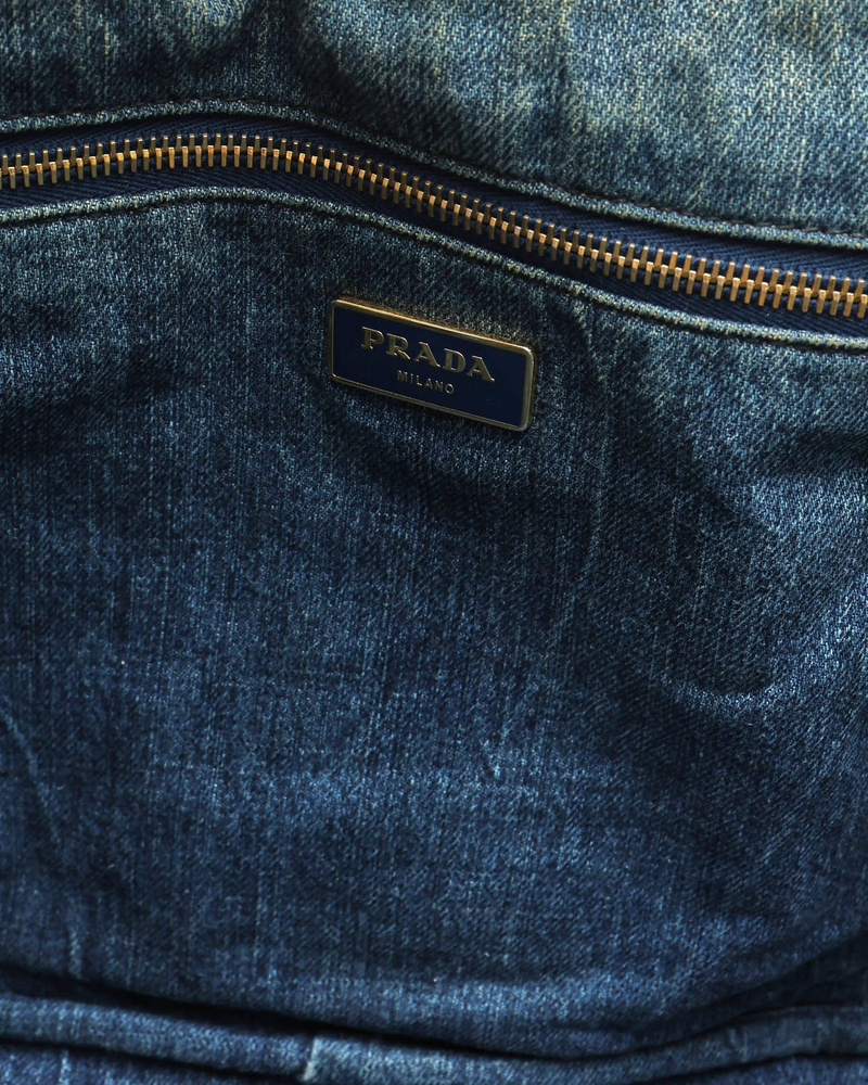 Prada Large Denim Canapa Bag