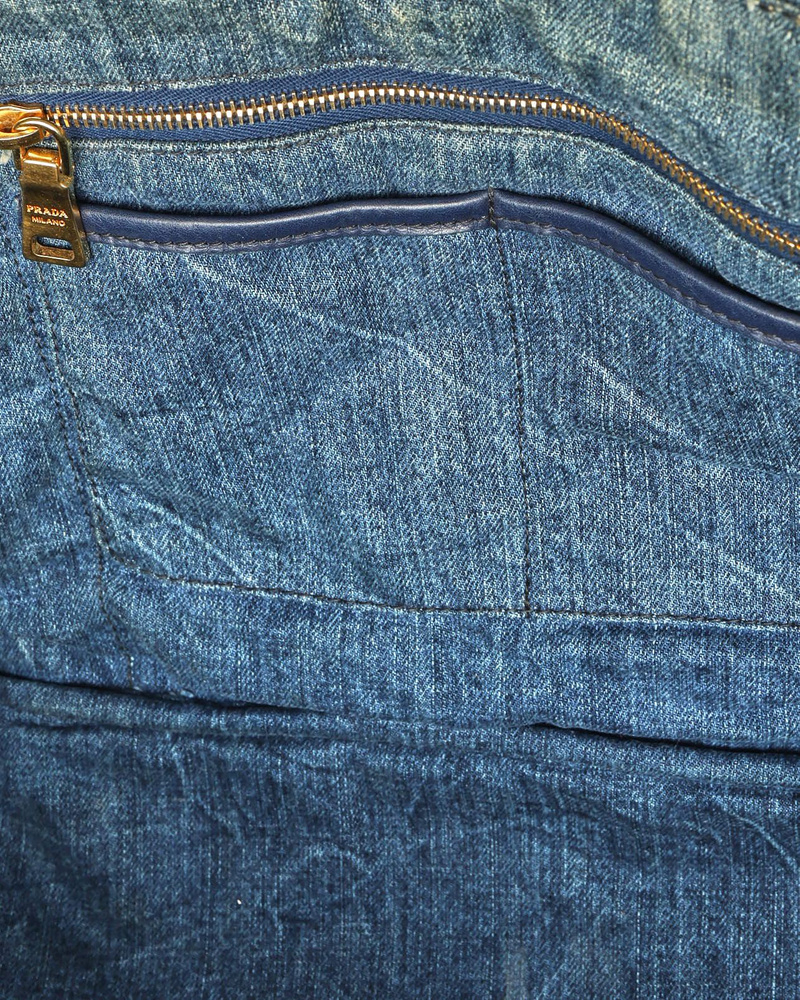 Prada Large Denim Canapa Bag