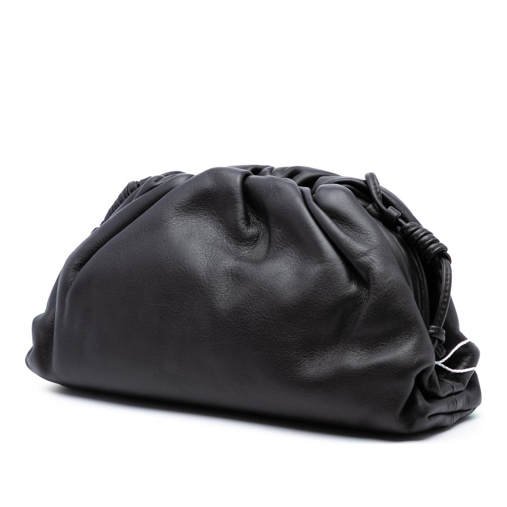 Bottega Veneta AB Bottega Veneta Black Lambskin Leather Leather Lambskin The Mini Pouch Crossbody Italy