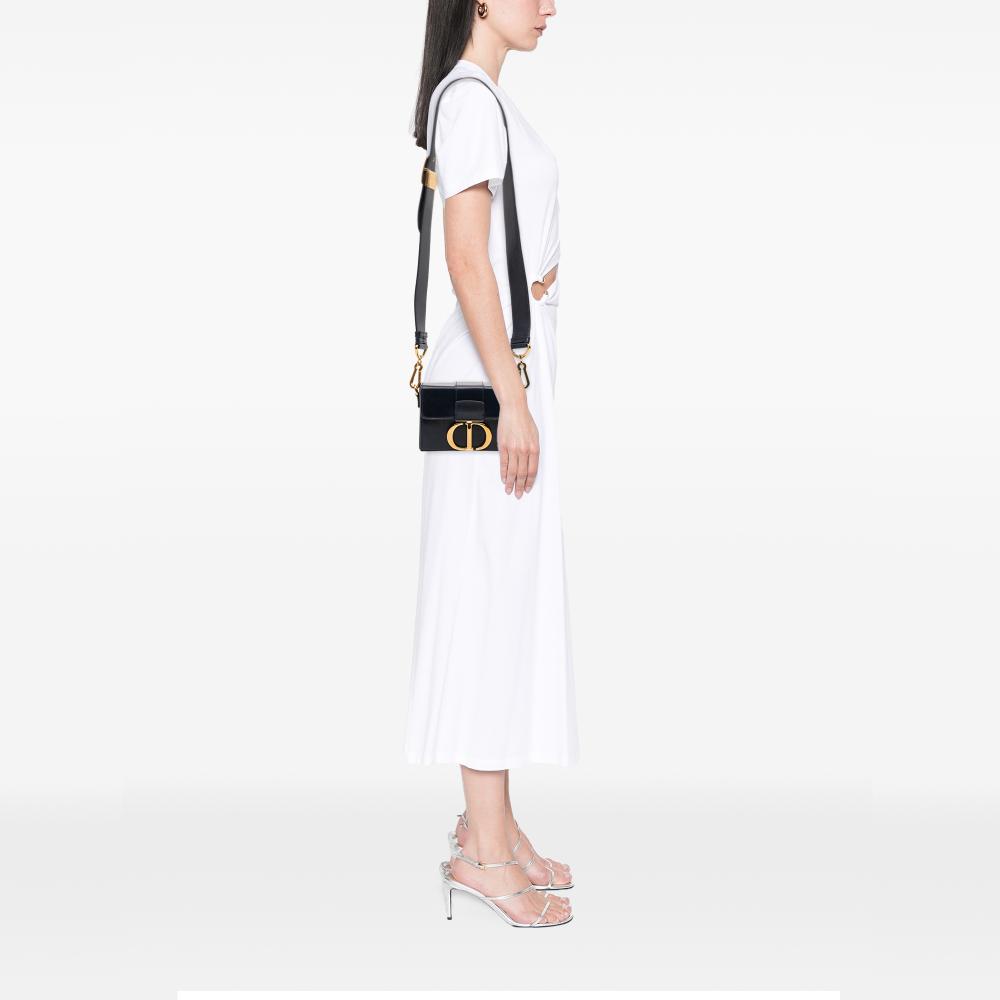 Christian Dior B Dior Blue Navy Calf Leather 30 Montaigne Box Bag Italy