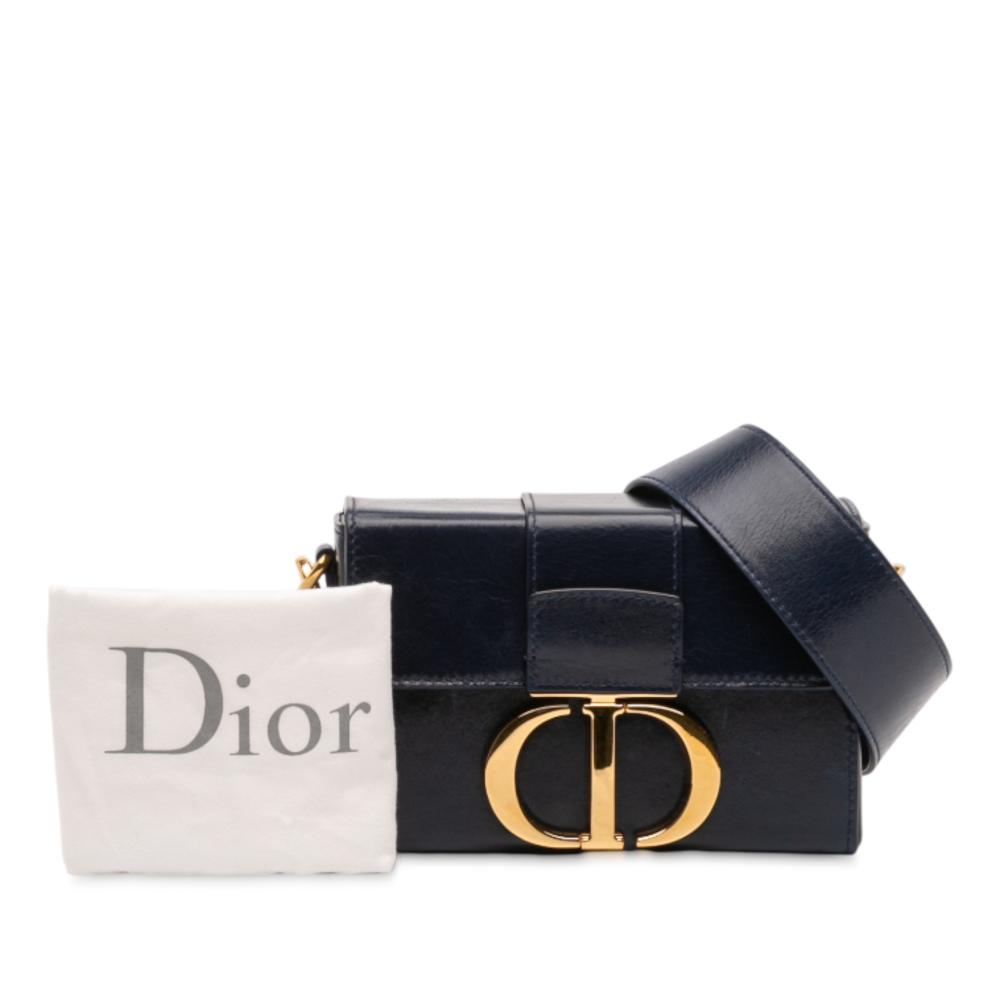 Christian Dior B Dior Blue Navy Calf Leather 30 Montaigne Box Bag Italy