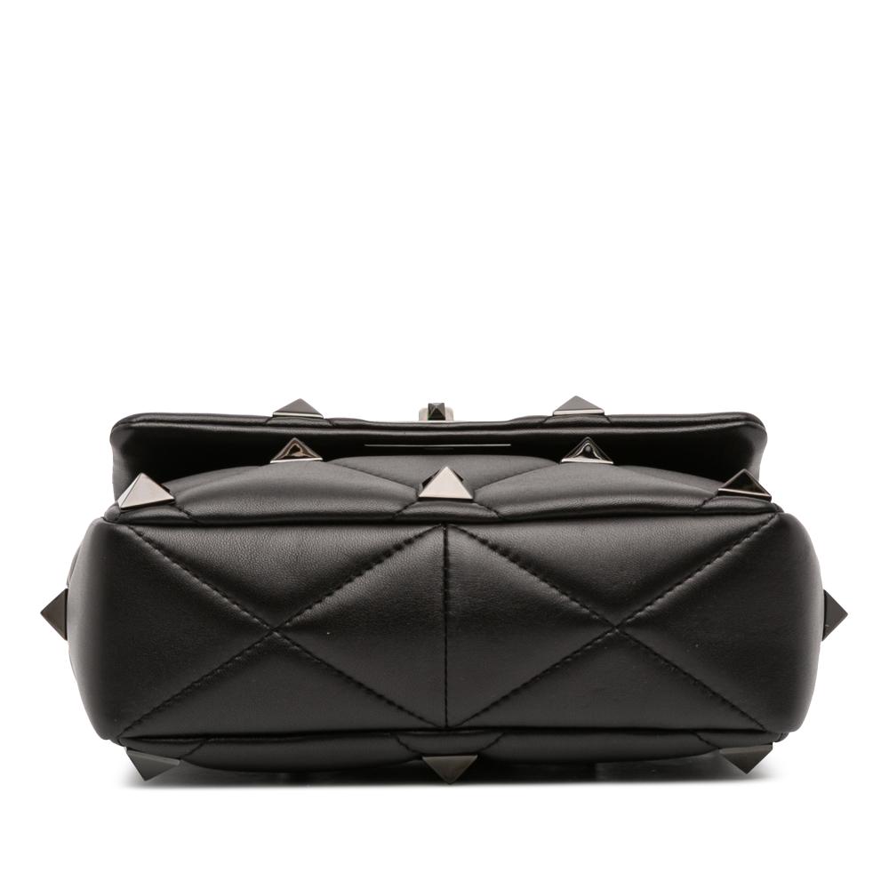 Valentino AB Valentino Black Nappa Leather Leather Medium Nappa Monochrome Roman Stud Satchel Italy