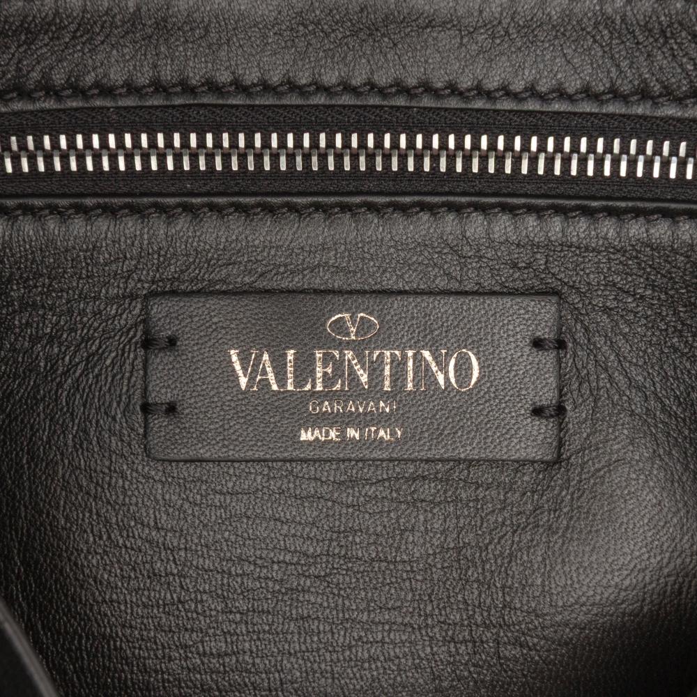 Valentino AB Valentino Black Nappa Leather Leather Medium Nappa Monochrome Roman Stud Satchel Italy