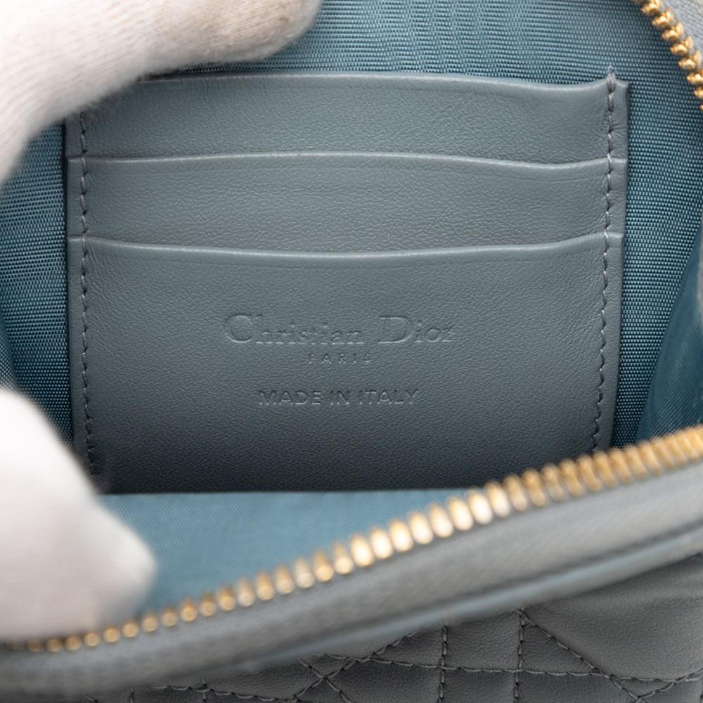 Christian Dior Dior Blue Light Blue Lambskin Leather Leather Lambskin Cannage Lady Dior Call in Phone Holder Italy