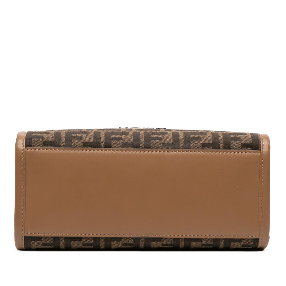 Fendi B Fendi Brown Canvas Fabric Small Zucca Sunshine Shopper Tote Italy