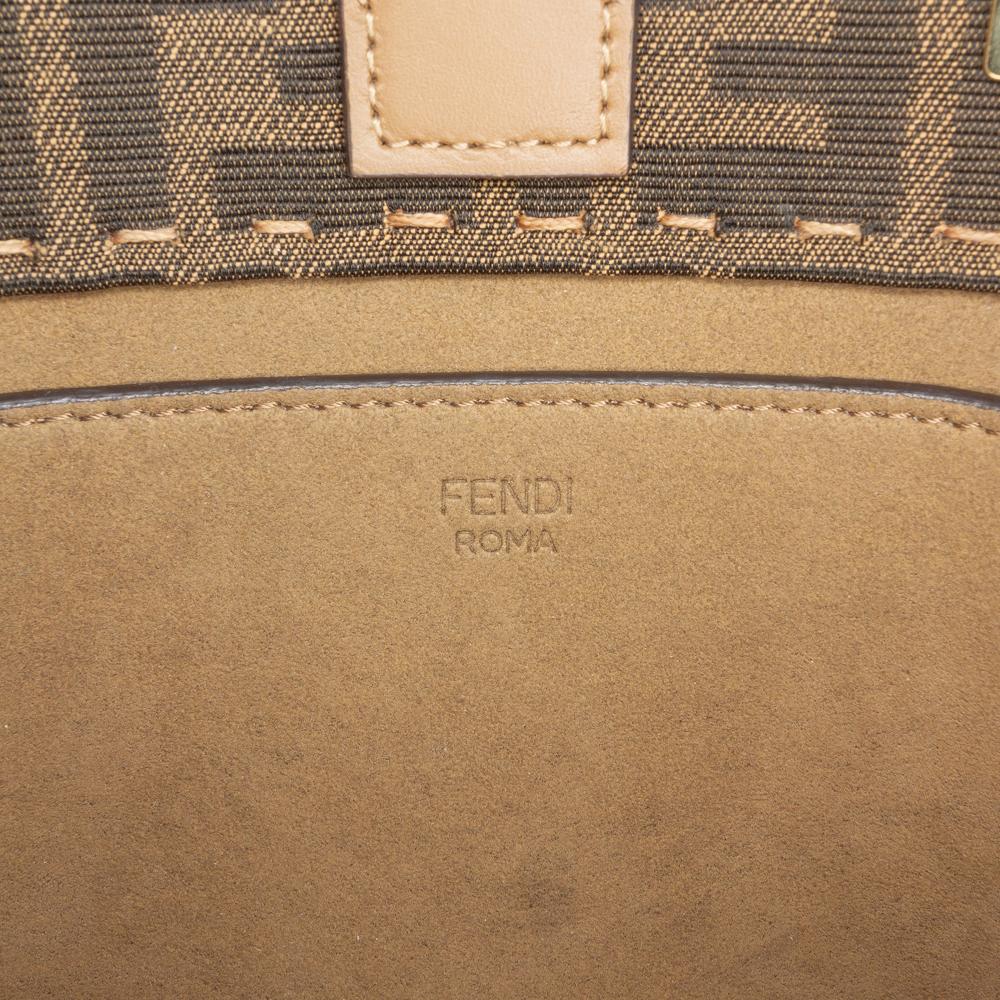 Fendi B Fendi Brown Canvas Fabric Small Zucca Sunshine Shopper Tote Italy