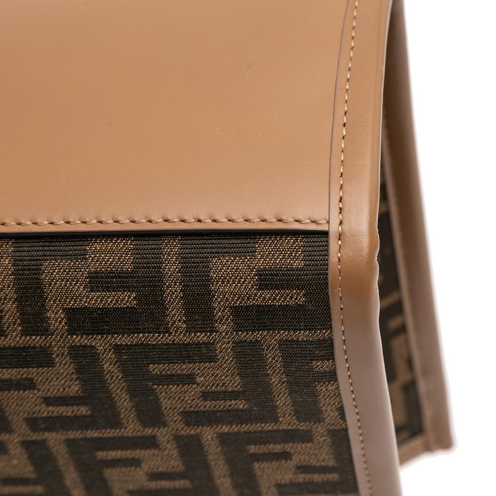 Fendi B Fendi Brown Canvas Fabric Small Zucca Sunshine Shopper Tote Italy
