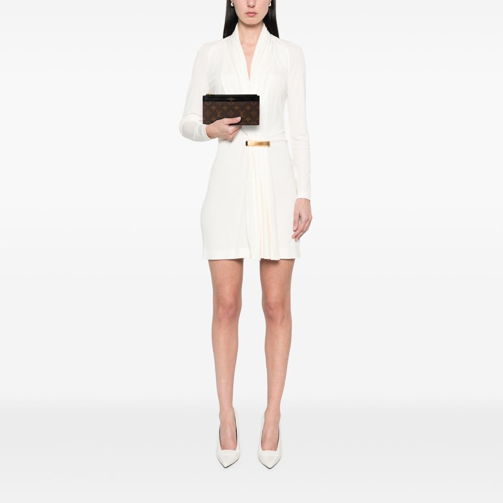 Louis Vuitton B Louis Vuitton Brown Monogram Canvas Fabric Monogram Slim Purse Spain