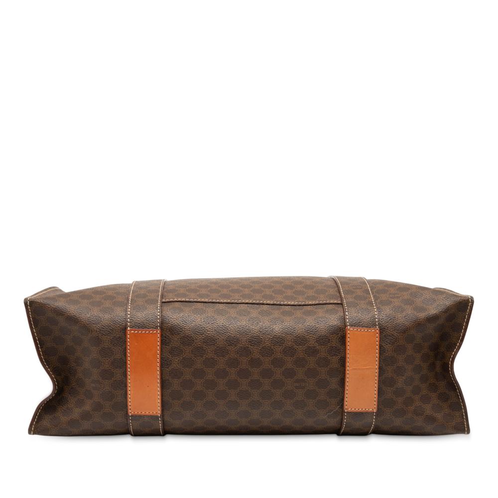 Celine B Celine Brown Dark Brown Coated Canvas Fabric Macadam Tote Italy