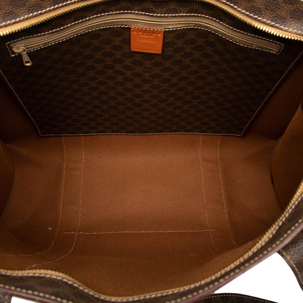 Celine B Celine Brown Dark Brown Coated Canvas Fabric Macadam Tote Italy