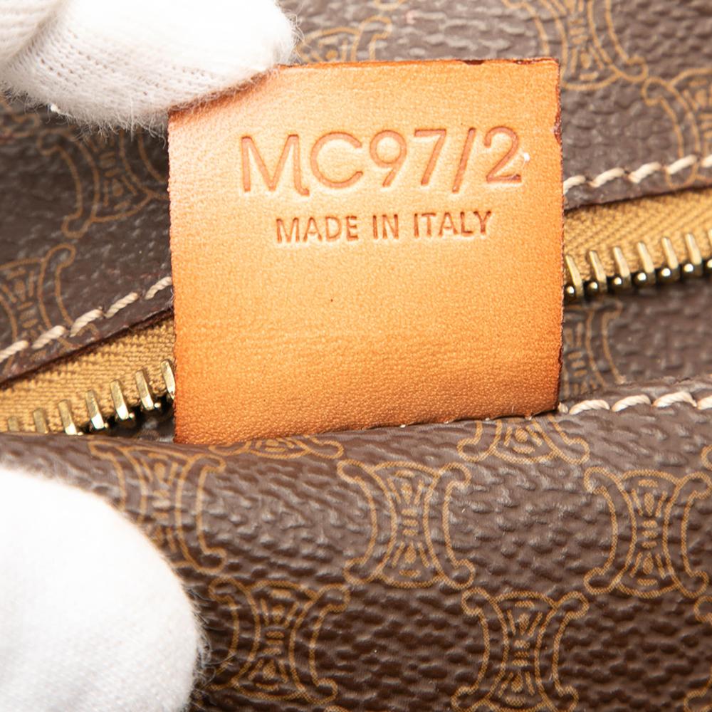 Celine B Celine Brown Dark Brown Coated Canvas Fabric Macadam Tote Italy