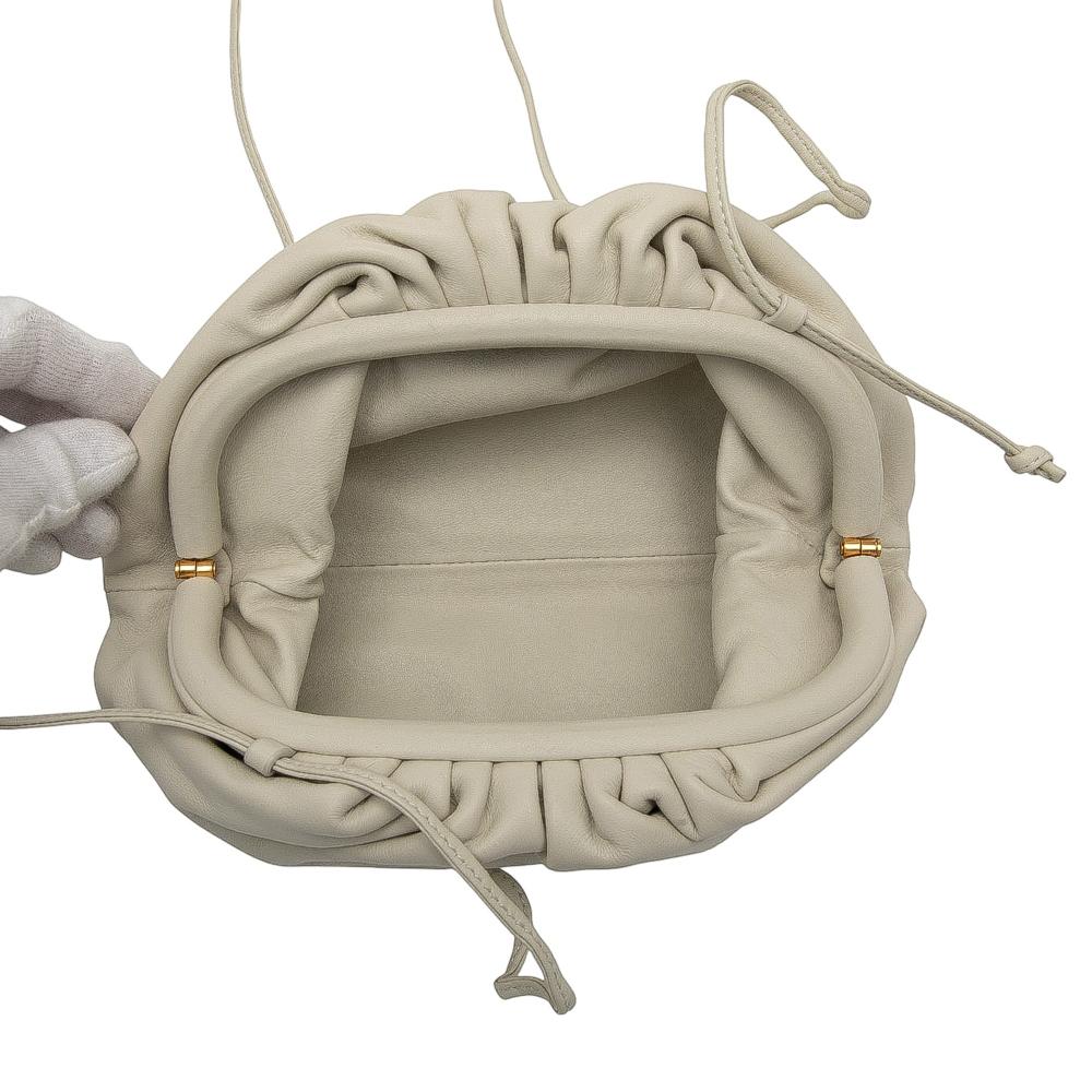 Bottega Veneta AB Bottega Veneta White Off White Lambskin Leather Leather Lambskin The Mini Pouch Crossbody Italy