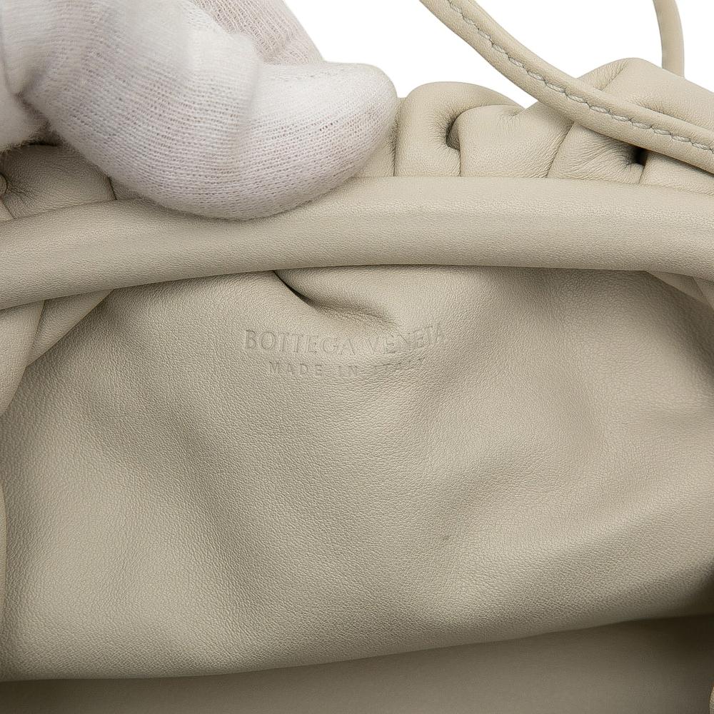 Bottega Veneta AB Bottega Veneta White Off White Lambskin Leather Leather Lambskin The Mini Pouch Crossbody Italy