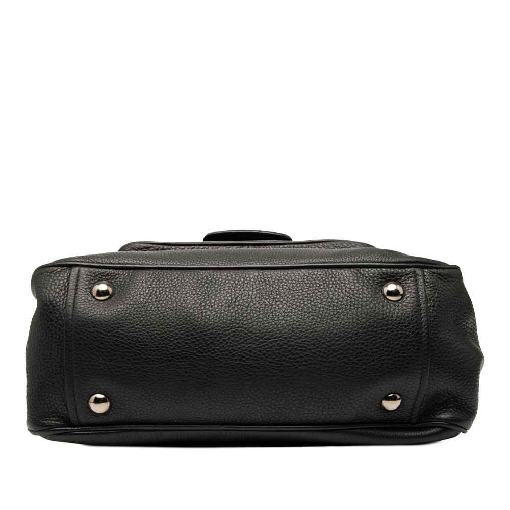 Prada B Prada Black Calf Leather Vitello Daino Pushlock Flap Italy
