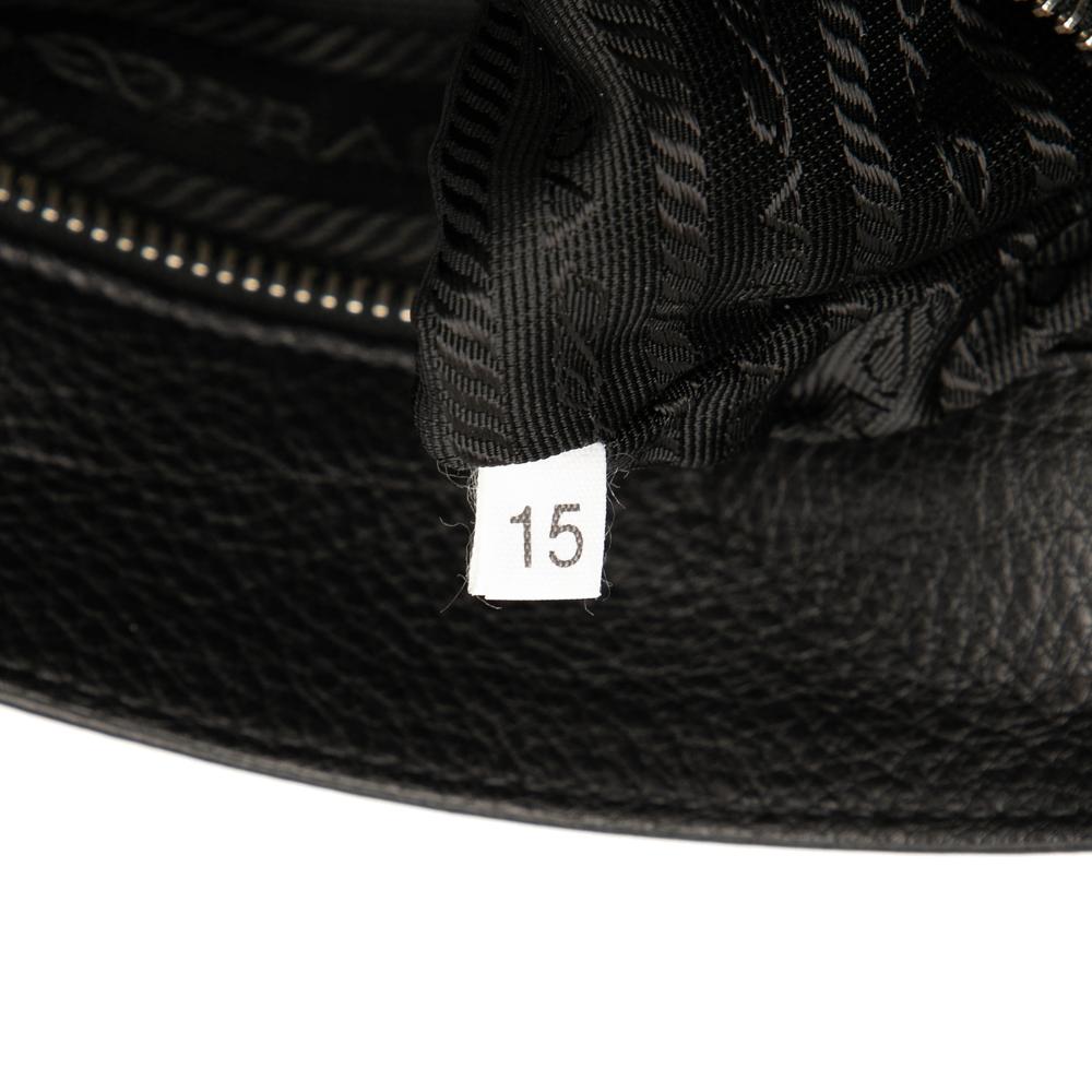 Prada B Prada Black Calf Leather Vitello Daino Pushlock Flap Italy