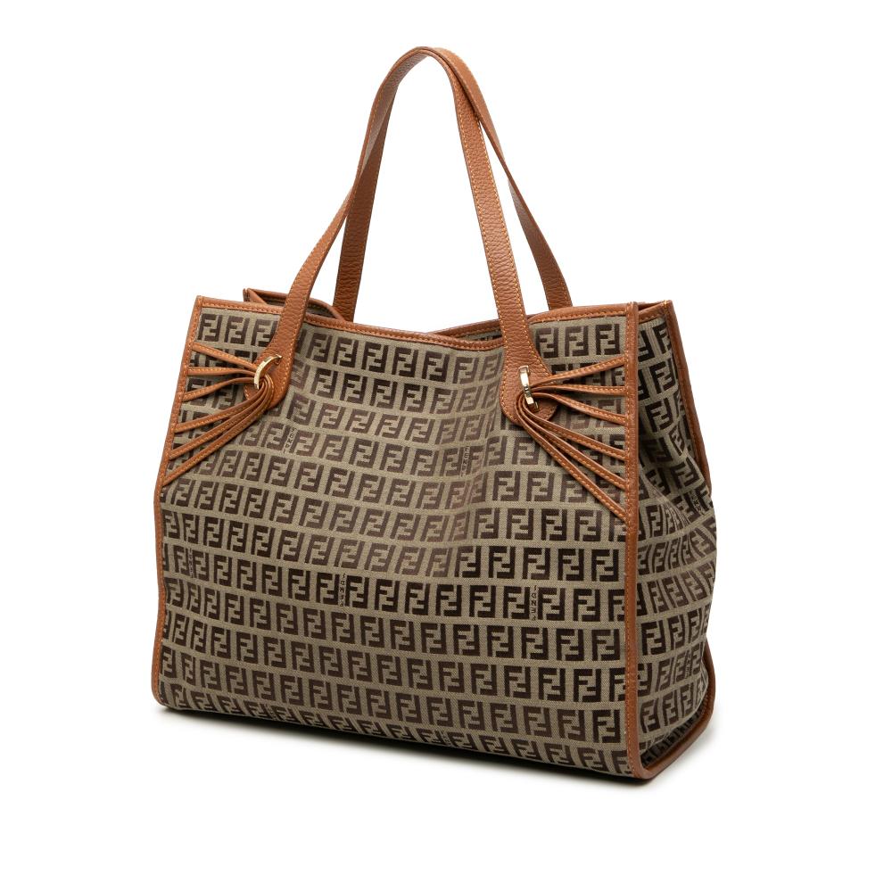 Fendi B Fendi Brown Light Brown Canvas Fabric Zucchino Tote Italy