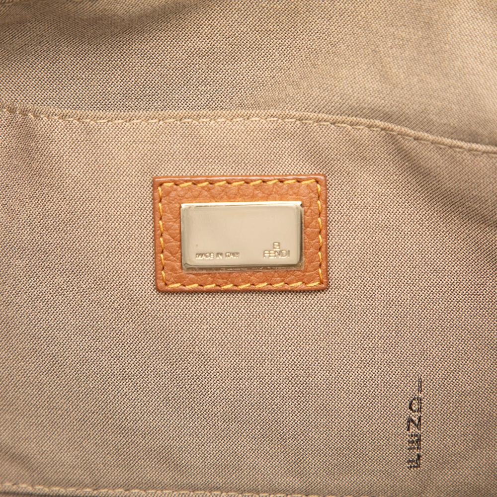 Fendi B Fendi Brown Light Brown Canvas Fabric Zucchino Tote Italy