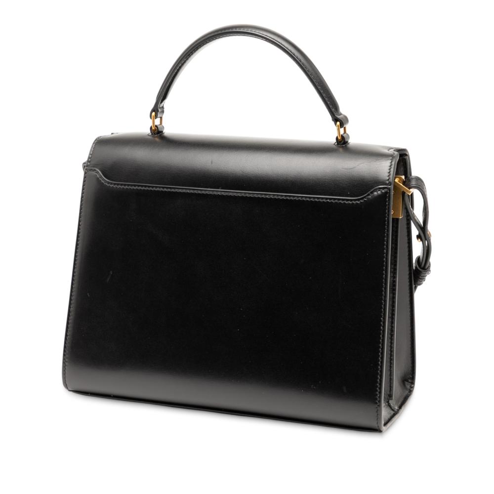 Saint Laurent Black Medium Calfskin and Suede Classic Monogram Cassandra Top Handle Bag Italy