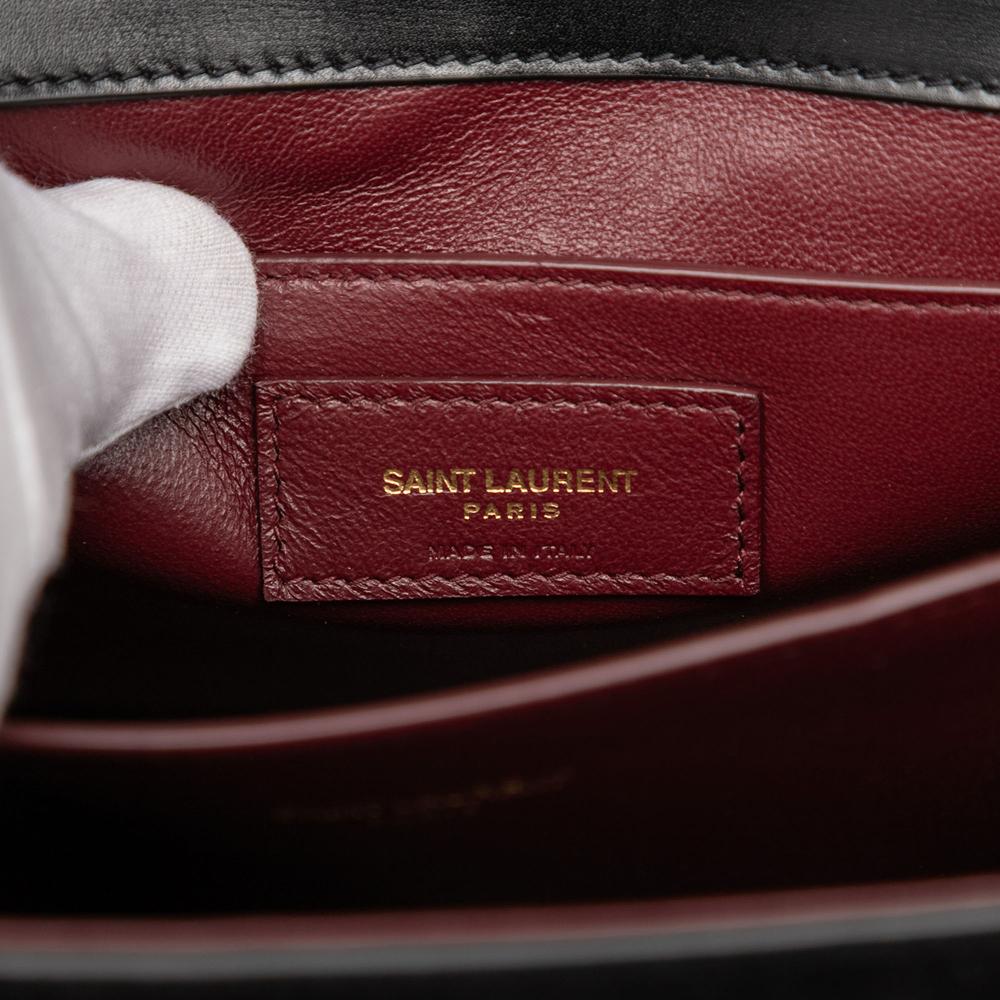 Saint Laurent Black Medium Calfskin and Suede Classic Monogram Cassandra Top Handle Bag Italy