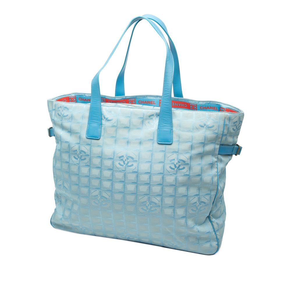 Chanel B Chanel Blue Light Blue Nylon Fabric New Travel Line Tote France