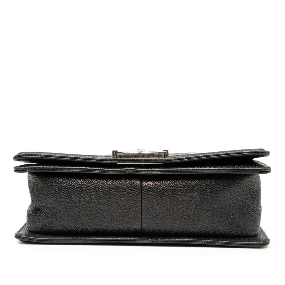 Chanel B Chanel Black Caviar Leather Leather Old Medium Quilted Caviar Boy Flap Italy