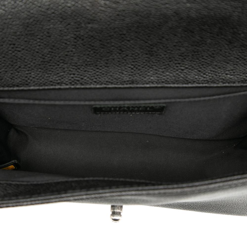 Chanel B Chanel Black Caviar Leather Leather Old Medium Quilted Caviar Boy Flap Italy