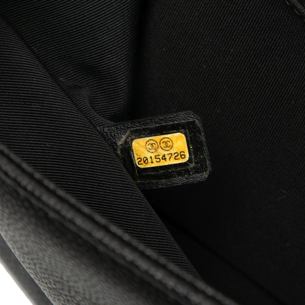 Chanel B Chanel Black Caviar Leather Leather Old Medium Quilted Caviar Boy Flap Italy