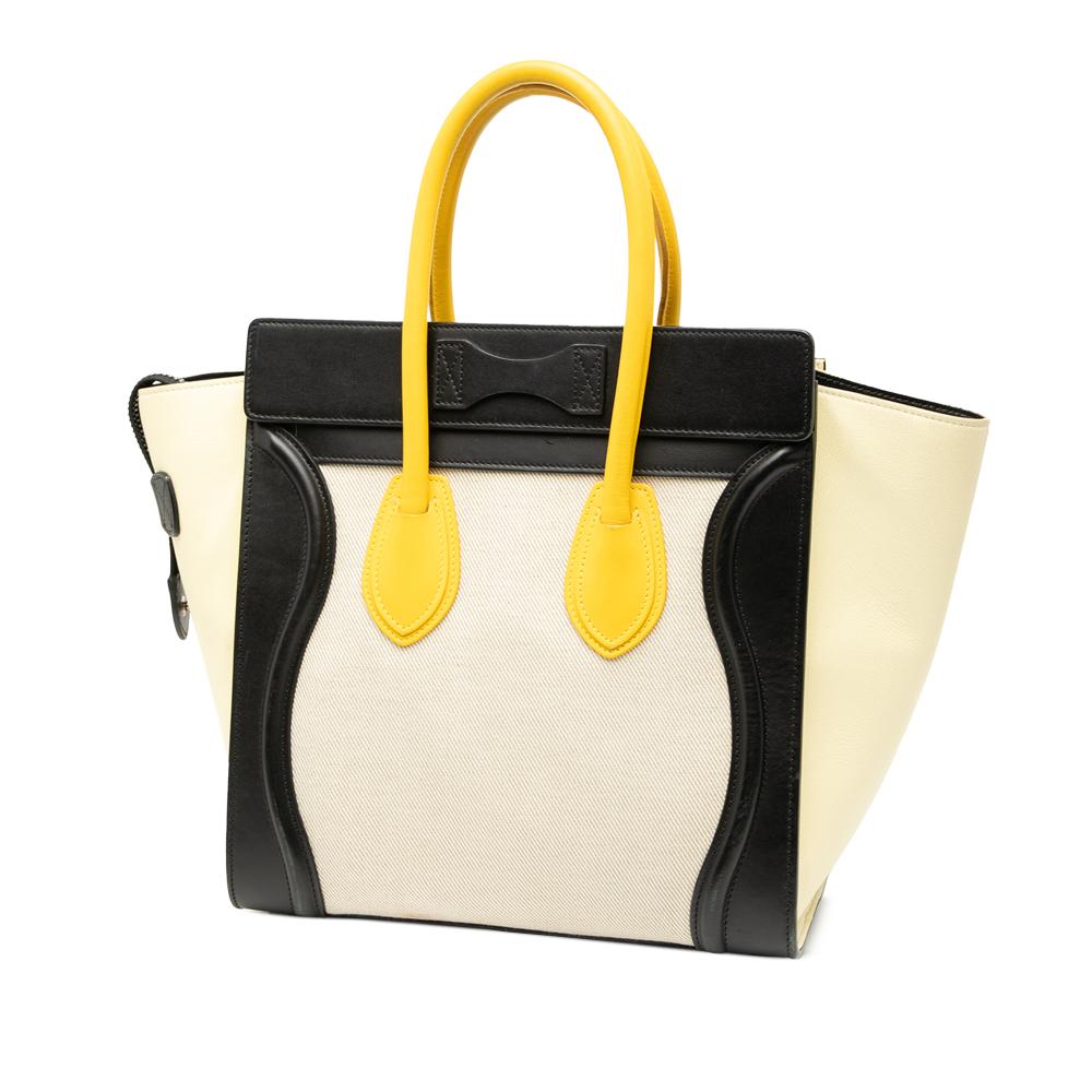 Celine B Celine Brown Light Beige with Multi Calf Leather Micro Tricolor Canvas and Luggage Tote Italy