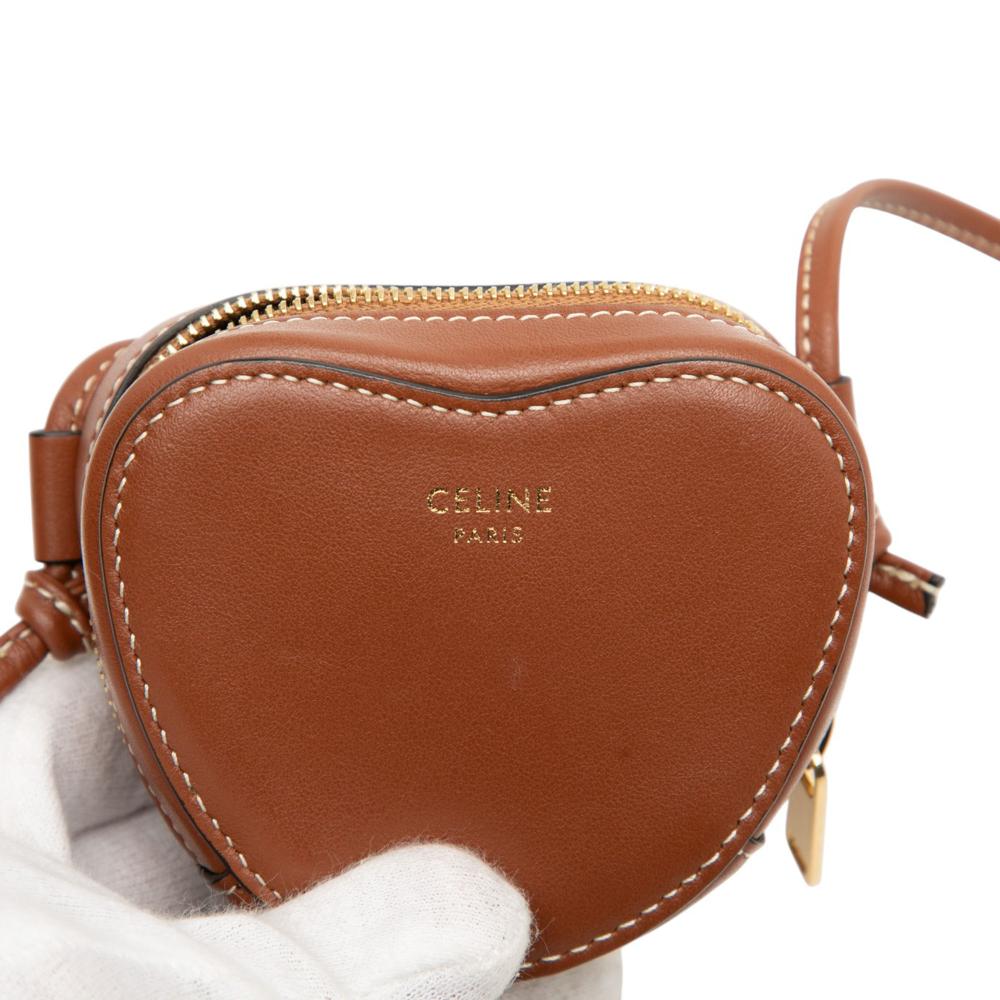 Celine AB Celine Brown Calf Leather Micro Heart Crossbody Italy