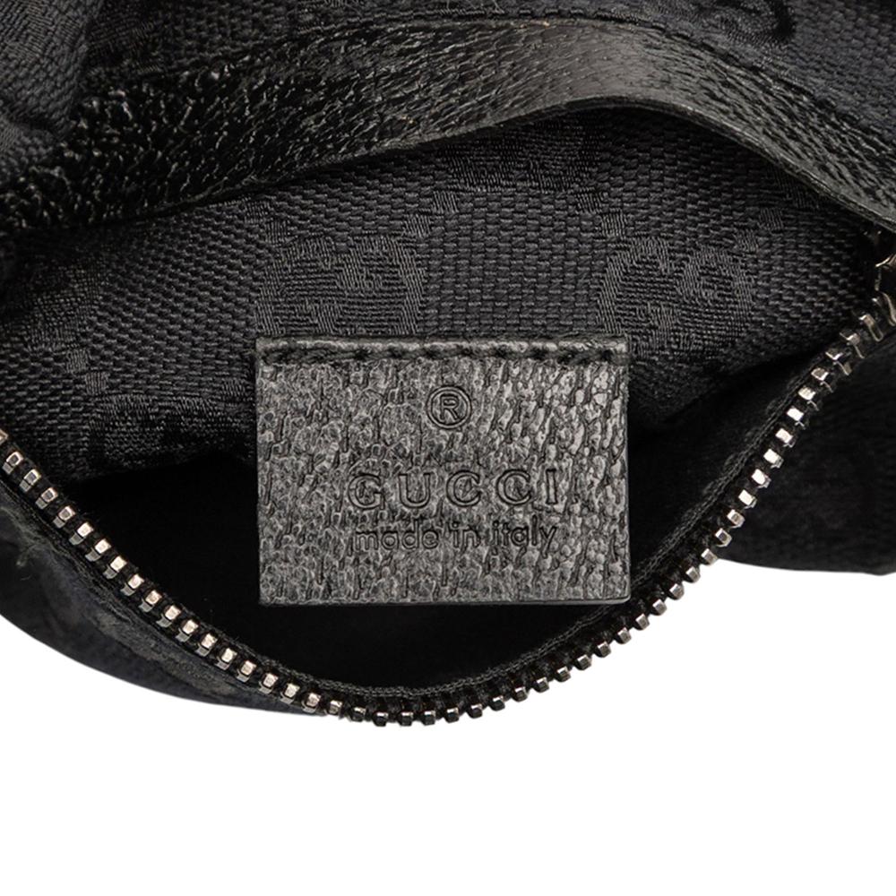 Gucci B Gucci Black Canvas Fabric GG Double Pocket Belt Bag Italy