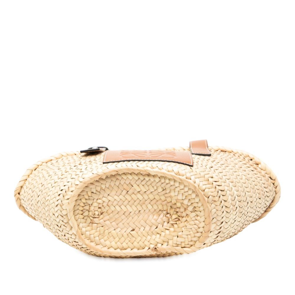 Loewe AB LOEWE Brown Beige Raffia Natural Material Small Basket Tote Spain
